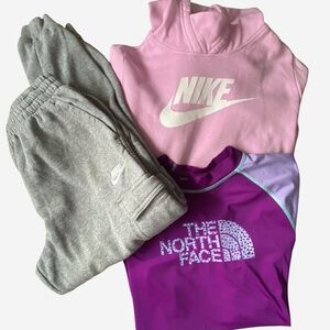 Girls Nike Hoodie/Cargo Jogger Sweatpants/Northface Purple Top-Sz- XL(Girls)